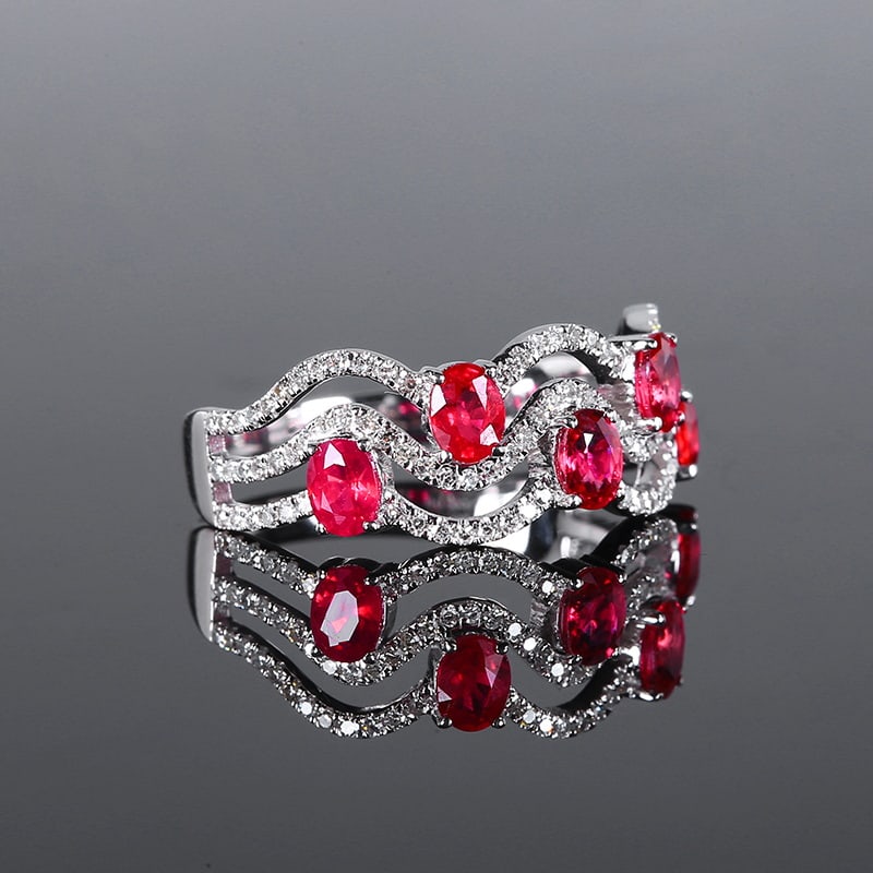 14k Gold 1.36 Ctw Natural Ruby & Diamond Ring - 3