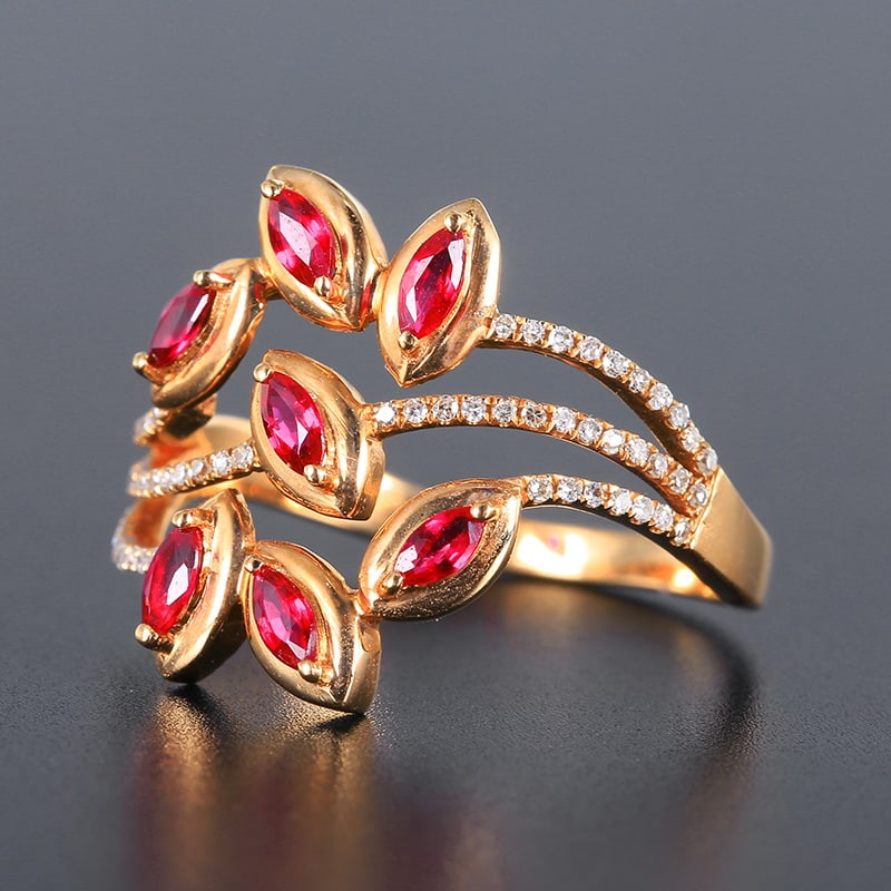 14k Gold 0.58 Ctw Natural Ruby & Diamond Ring - 3