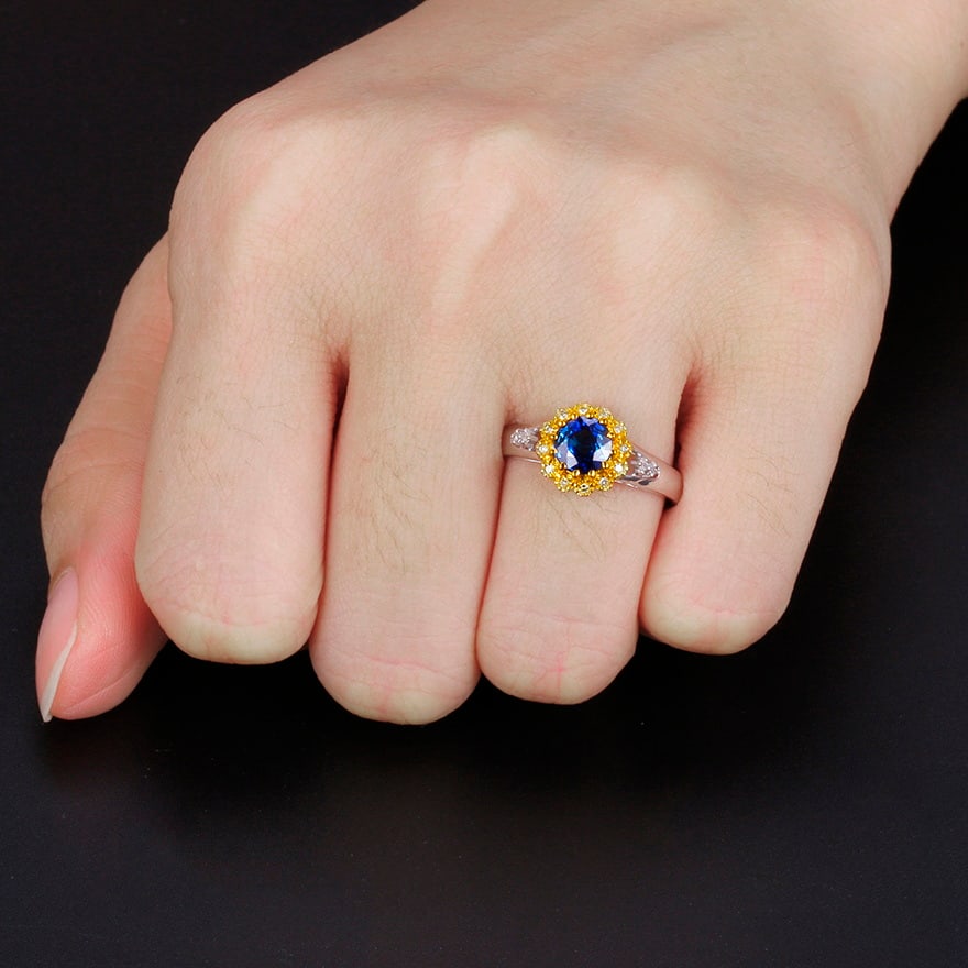 14k Gold 1.27 Ctw Natural Sapphire & Diamond Ring - 3