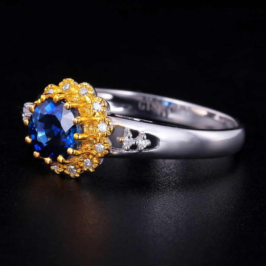 14k Gold 1.27 Ctw Natural Sapphire & Diamond Ring - 4