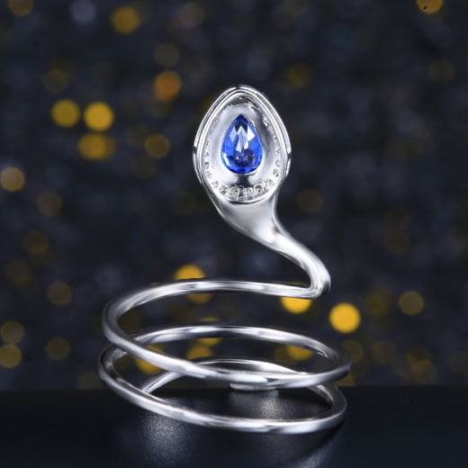 14k Gold 0.51 Ctw Natural Sapphire & Diamond Ring - 3