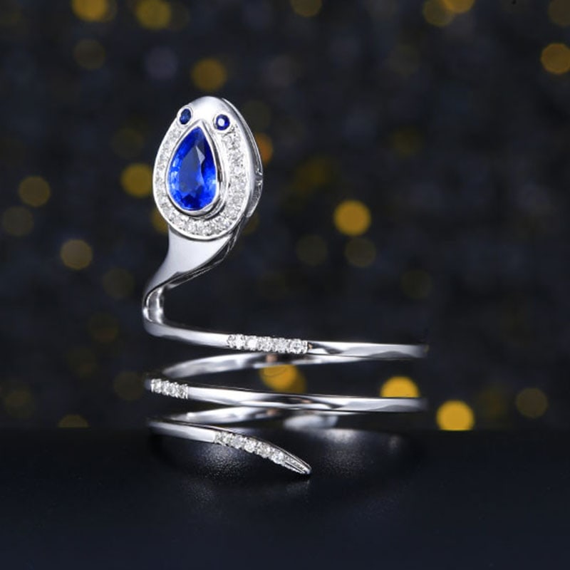 14k Gold 0.51 Ctw Natural Sapphire & Diamond Ring - 4