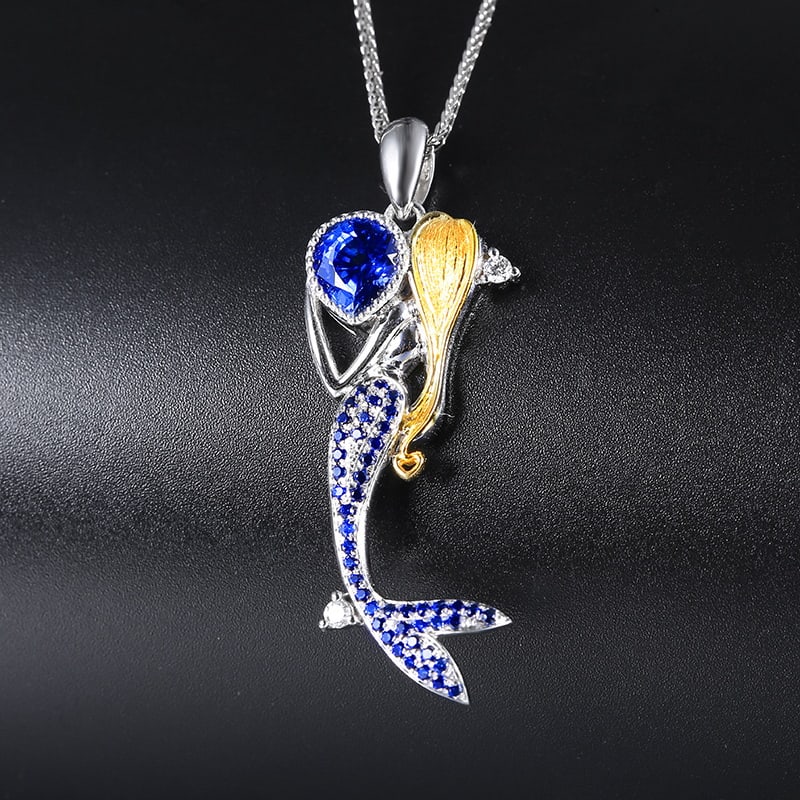 14k Gold 1.02 Ctw Natural Sapphire & Sapphire Pendant( Without Chain ) - 2