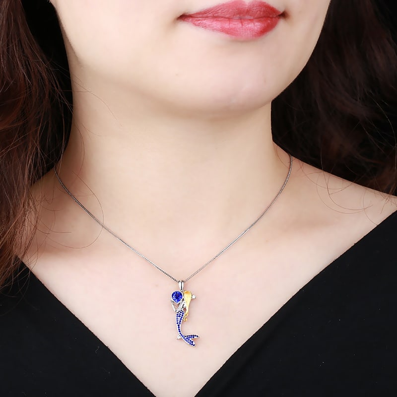 14k Gold 1.02 Ctw Natural Sapphire & Sapphire Pendant( Without Chain ) - 3