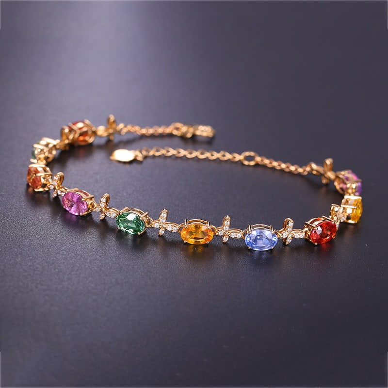 14k Gold 5.83 Ctw Natural Sapphire & Diamond Bracelet - 2