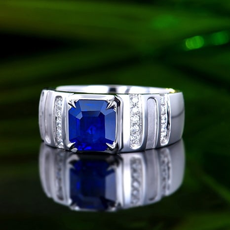 14k Gold 2.46 Ctw Natural Sapphire & Diamond & Men¡¯s Ring - 4