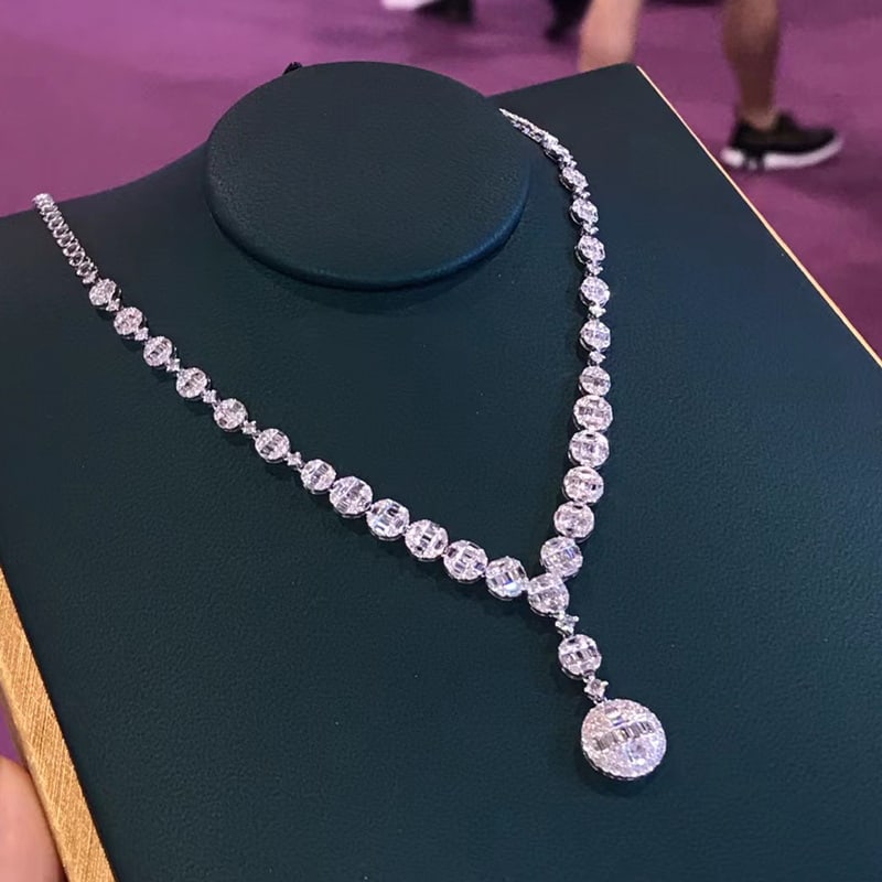 14k Gold 3.5 Ct Natural H Diamond Necklace - 4