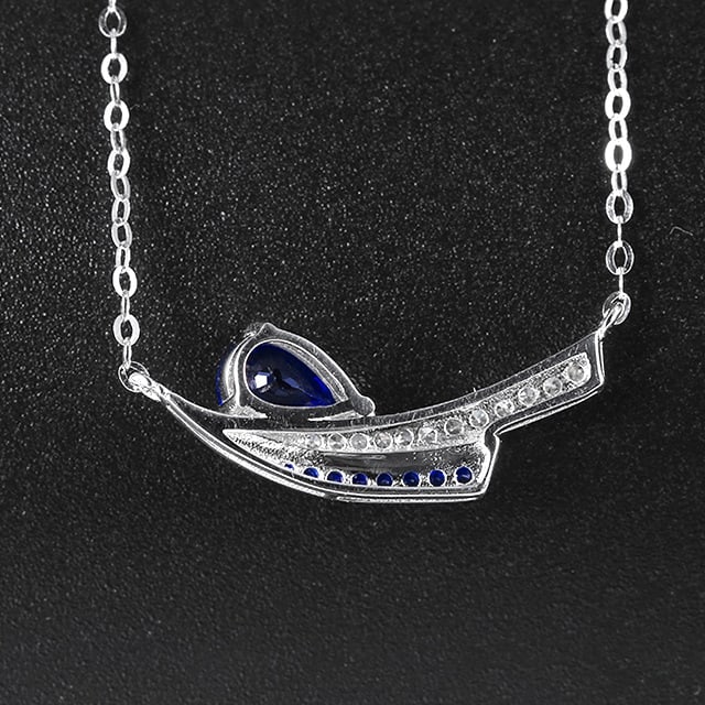 14k Gold 0.51 Ctw Natural Sapphire & Sapphire Necklace - 2