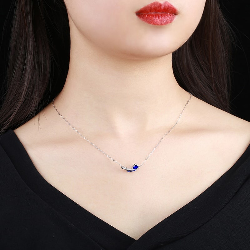 14k Gold 0.51 Ctw Natural Sapphire & Sapphire Necklace - 3