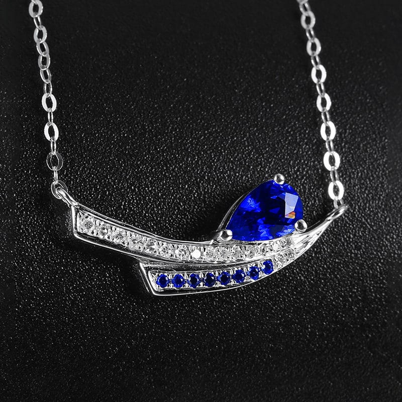 14k Gold 0.51 Ctw Natural Sapphire & Sapphire Necklace - 5