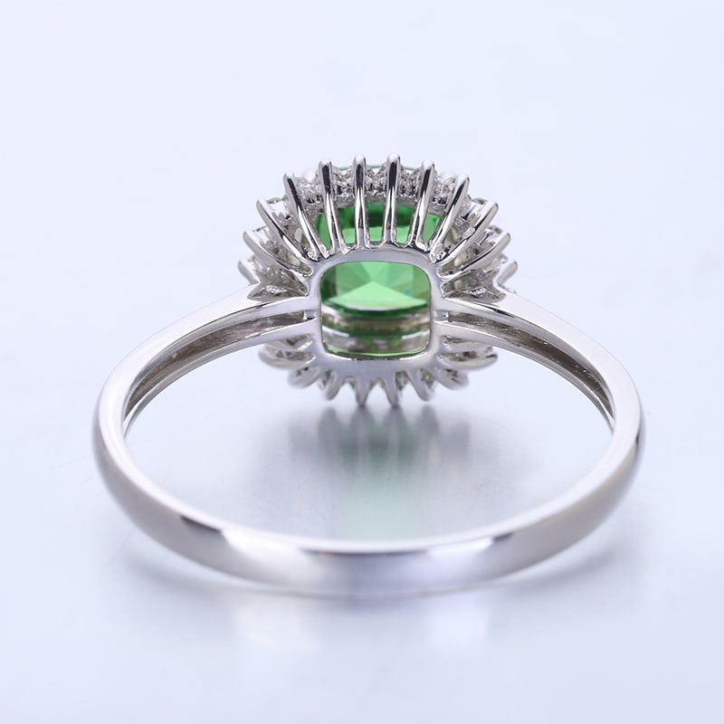 14k Gold 1 Ct Natural Tsavorite & Diamond Ring - 5