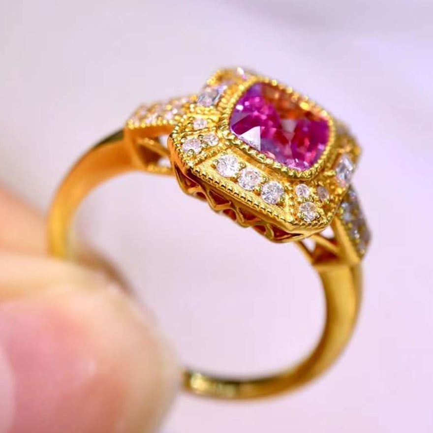 14k Gold 1.27 Ctw Natural Sapphire & Diamond Ring - 3