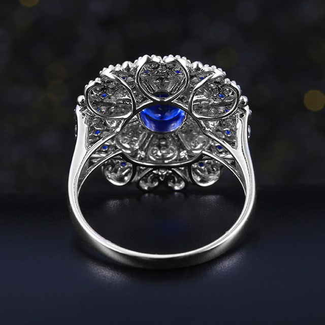 14k Gold 1.50 Ctw Natural Sapphire & Diamond Ring - 3