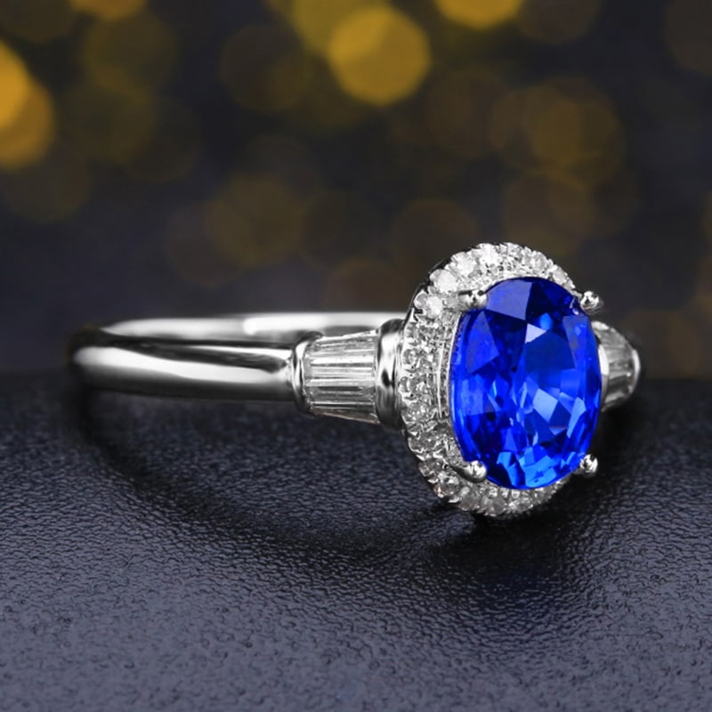 14k Gold 1.37 Ct Natural Sapphire & Diamond Ring - 2