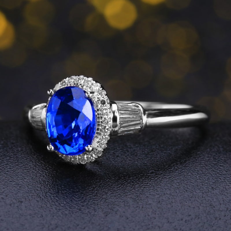 14k Gold 1.37 Ct Natural Sapphire & Diamond Ring - 3