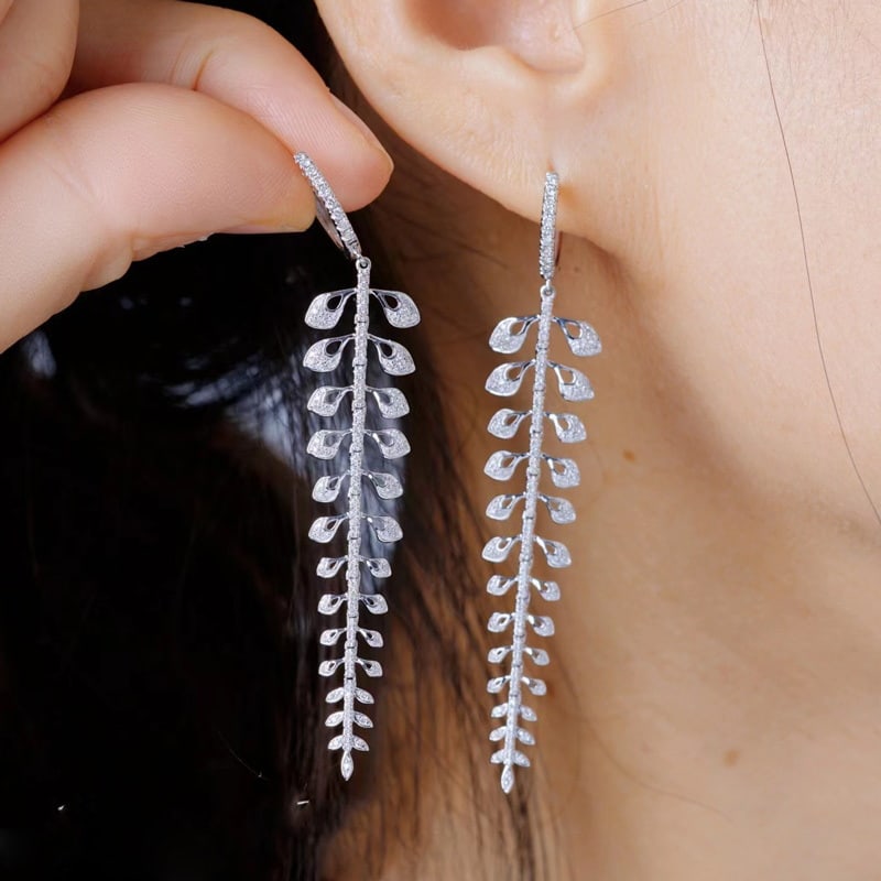 14k Gold 0.7 Ct Natural H Diamond Earrings - 7