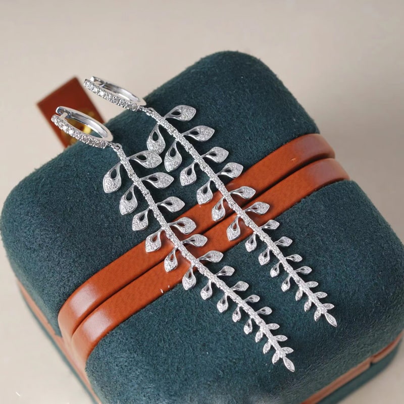 14k Gold 0.7 Ct Natural H Diamond Earrings - 9