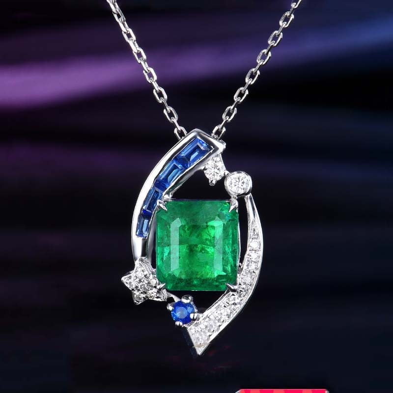 14k Gold 1.51 Ctw Natural Emerald & Diamond Pendant( Without Chain ): Ref:230939142 // gold content:14k gold // main gemstone:emerald // shape:octagonal // carat weight:1. 43ct // color:green // treatment:natural // // adjacent gemstone 2 : diamond // number of