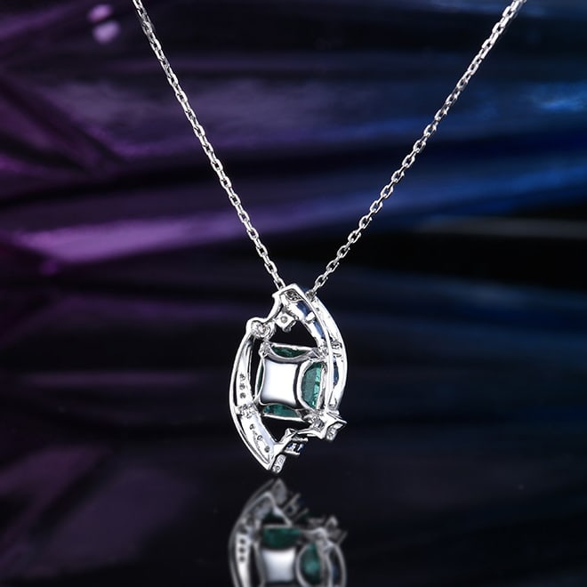 14k Gold 1.51 Ctw Natural Emerald & Diamond Pendant( Without Chain ) - 2