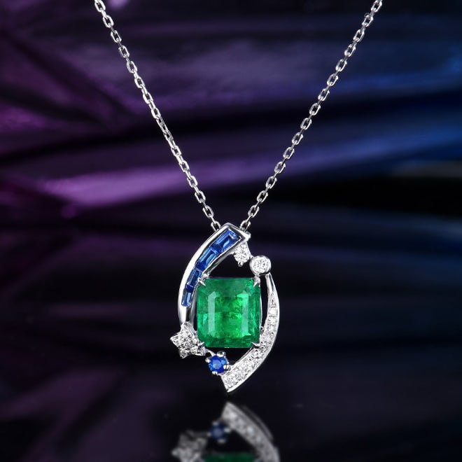 14k Gold 1.51 Ctw Natural Emerald & Diamond Pendant( Without Chain ) - 6