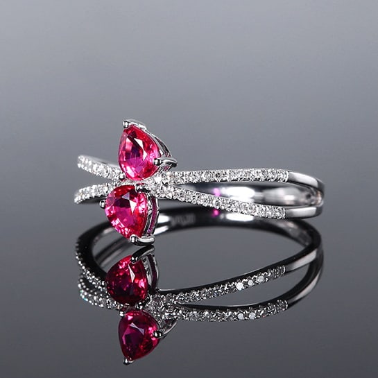 14k Gold 0.77 Ctw Natural Ruby & Diamond Ring - 2