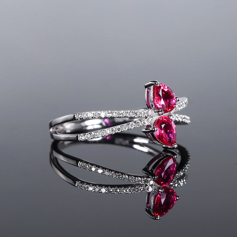 14k Gold 0.77 Ctw Natural Ruby & Diamond Ring - 3