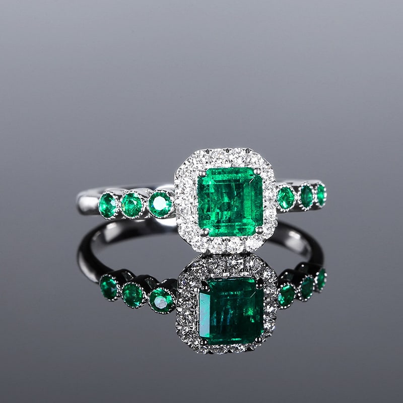 14k Gold 1.11 Ctw Natural Emerald & Diamond Ring - 3