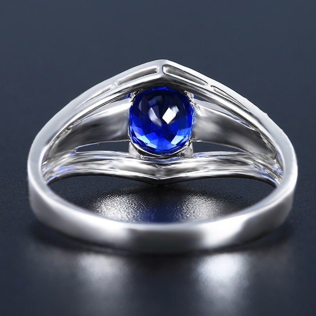 14k Gold 1.92 Ctw Vivid Blue Natural Sapphire & Diamond Ring - 5