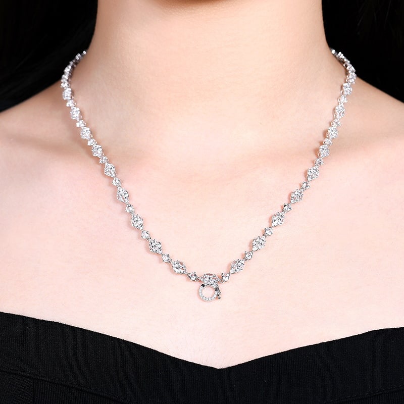 14k Gold 14.68 Ctw Natural Sapphire & Diamond Necklace - 5