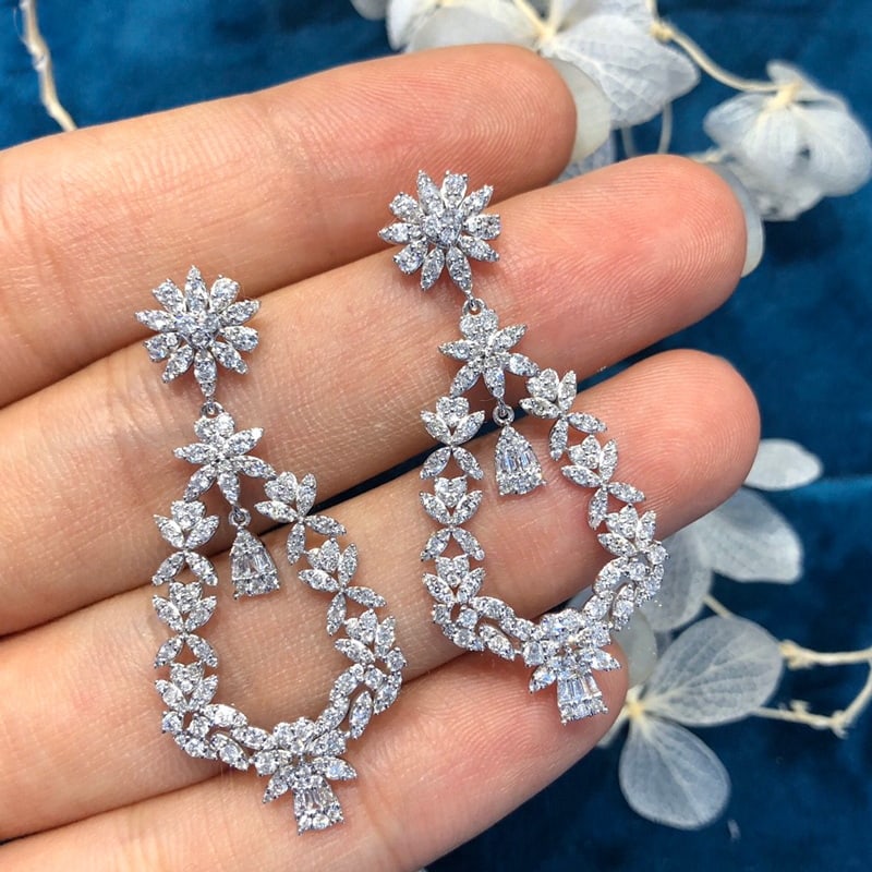 14k Gold 2.00 Ct Natural H Diamond Earrings - 3