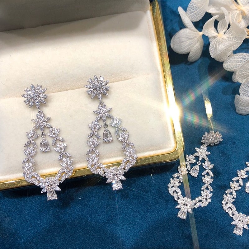 14k Gold 2.00 Ct Natural H Diamond Earrings - 4