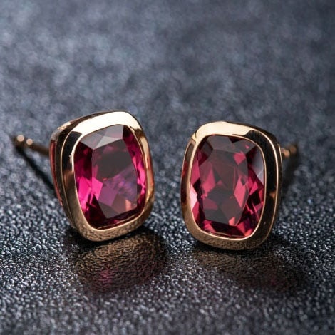 14k Gold 2.87 Ct Natural Tourmaline Earrings - 4