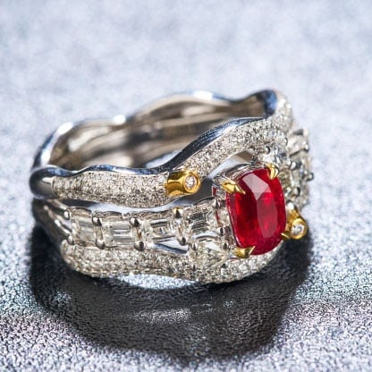 14k Gold 1.99 Ctw Natural Ruby & Diamond Ring - 8