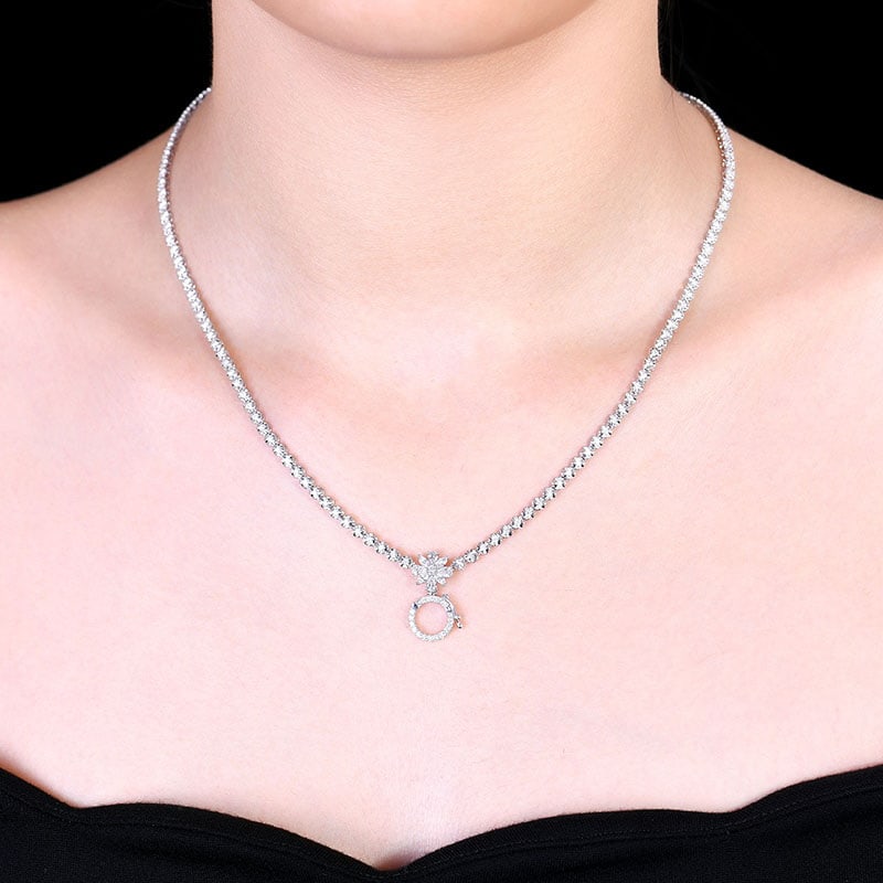 14k Gold 1.88 Ct Natural H Diamond Necklace - 6