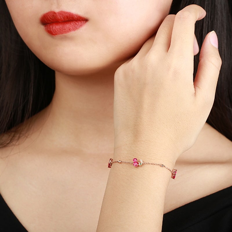 14k Gold 2.02 Ctw Natural Ruby & Diamond Bracelet - 3