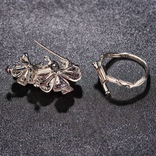 14k Gold 2.99 Ctw Natural Sapphire & Diamond & Flowers Ring/brooch/pendant( Without Chain ) - 7