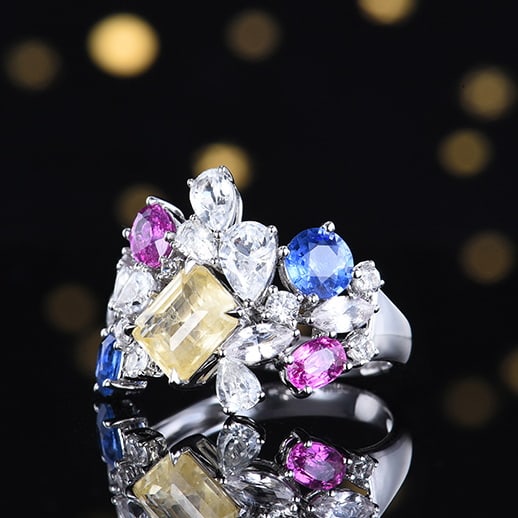 14k Gold 6.07 Ctw Natural Sapphire & Sapphire Ring - 7