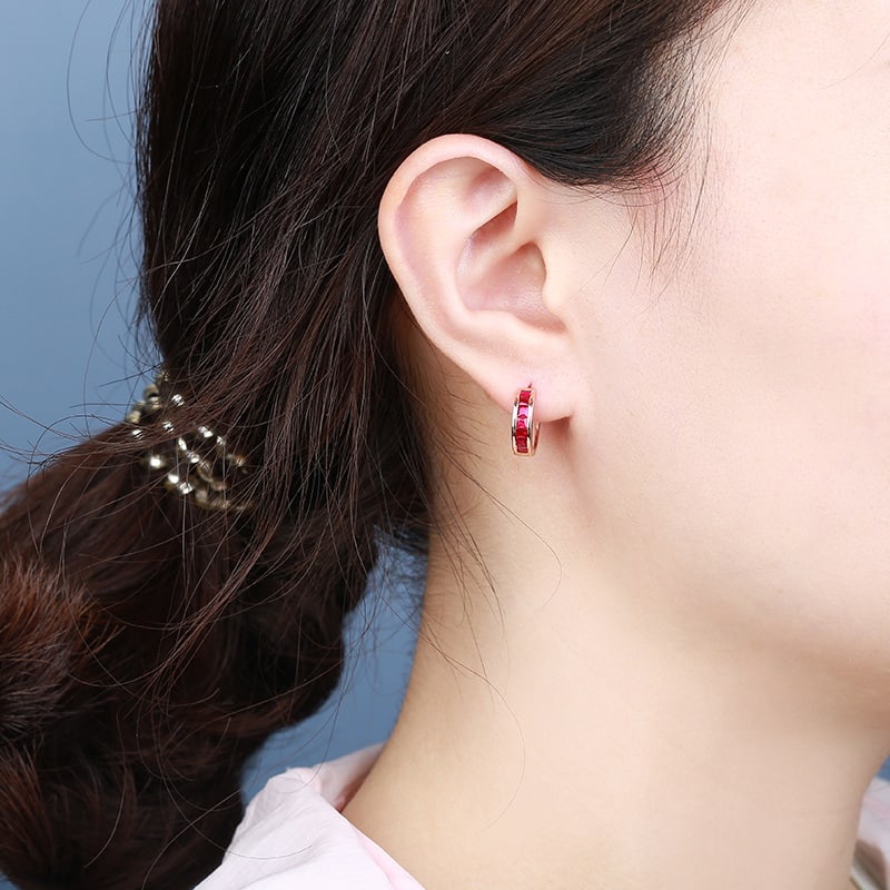 14k Gold 1.2 Ct Natural Ruby Earrings - 4