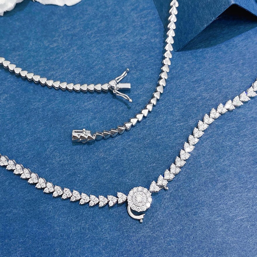 14k Gold 2.1 Ct Natural H Diamond Necklace - 2