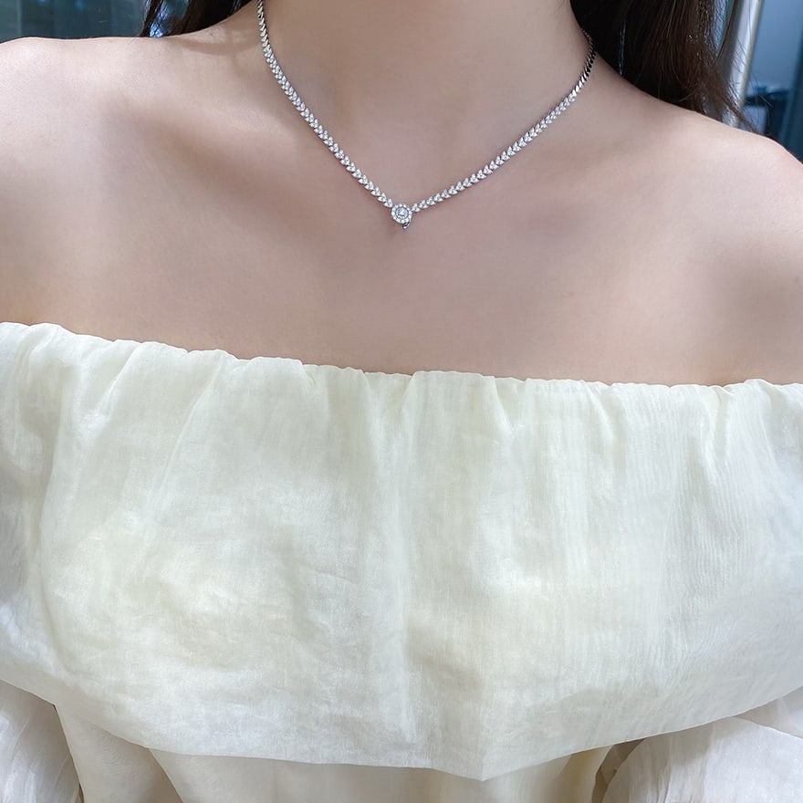 14k Gold 2.1 Ct Natural H Diamond Necklace - 4