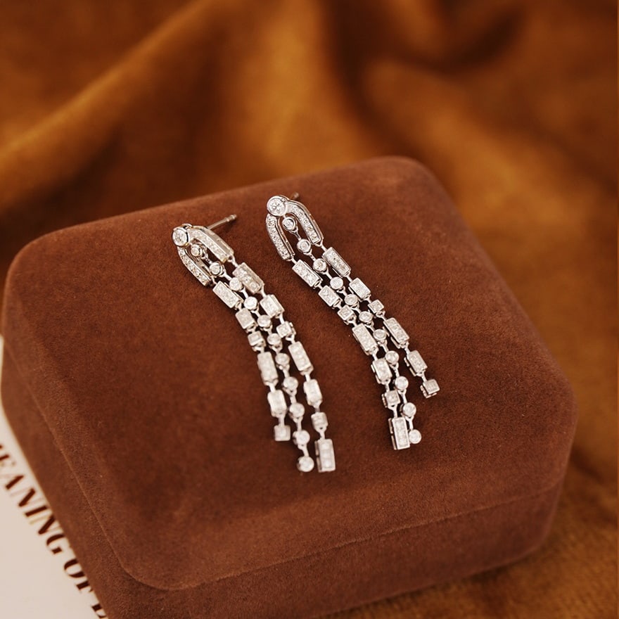 14k Gold 0.6 Ct Natural H Diamond Earrings - 2