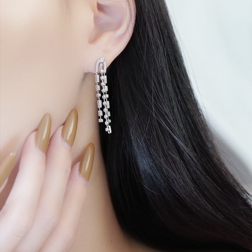 14k Gold 0.6 Ct Natural H Diamond Earrings - 4