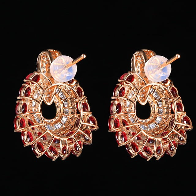 14k Gold 4.77 Ctw Natural Ruby & Diamond Earrings - 4