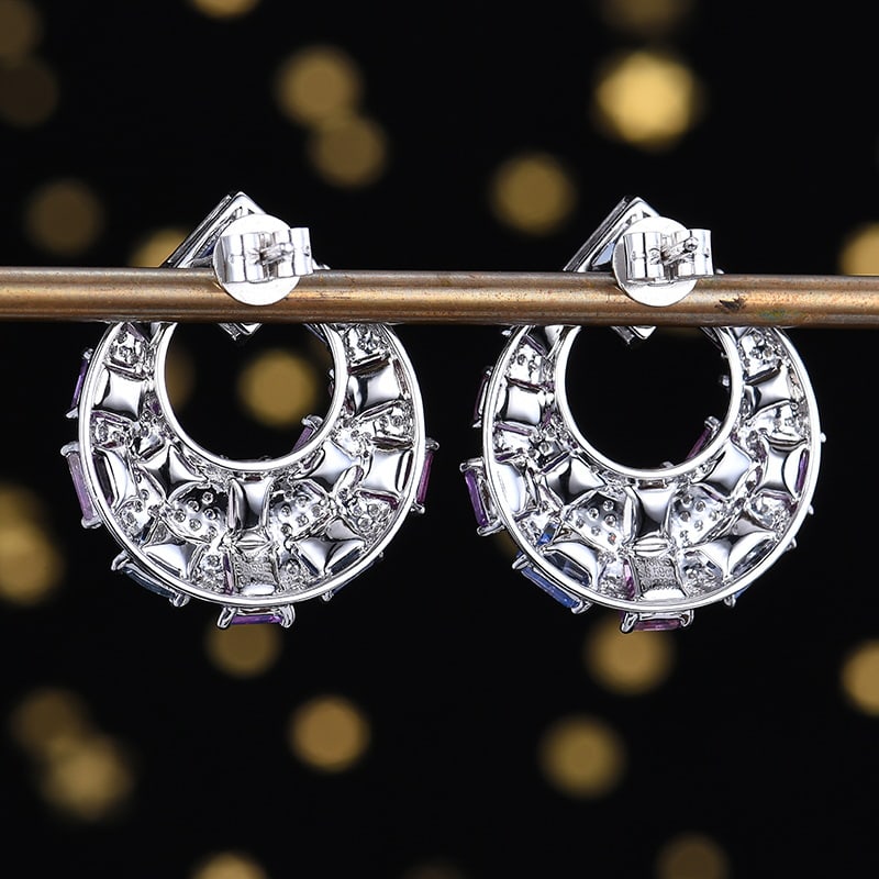 14k Gold 8.93 Ctw Natural Sapphire & Diamond Earrings - 7