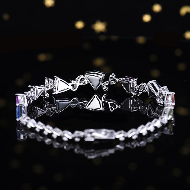 14k Gold 7.18 Ctw Natural Sapphire & Diamond Bracelet - 2