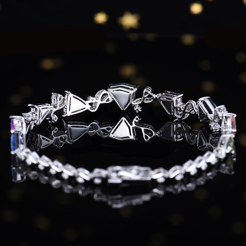 14k Gold 7.18 Ctw Natural Sapphire & Diamond Bracelet - 4