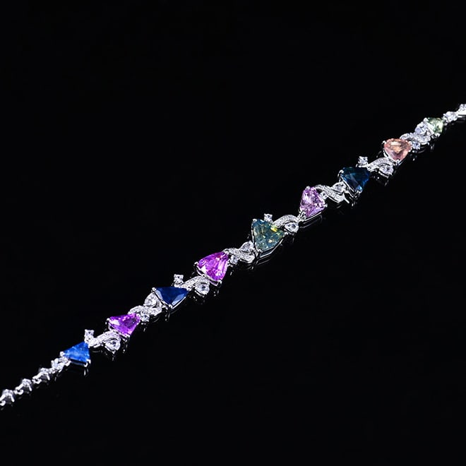 14k Gold 7.18 Ctw Natural Sapphire & Diamond Bracelet - 5