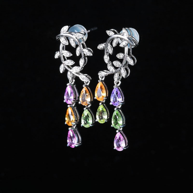 14k Gold 2.62 Ctw Natural Sapphire & Diamond Earrings - 5