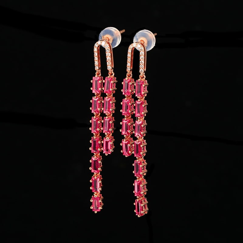 14k Gold 2.86 Ctw Natural Ruby & Diamond Earrings - 4