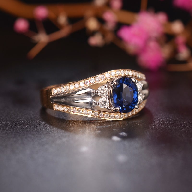 14k Gold 1.47 Ctw Natural Sapphire & Diamond Ring - 2